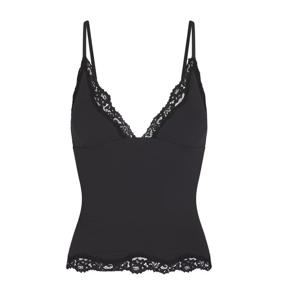 Skims Fits Everybody Lace Triangle Cami Onyx Black XL TP-CAM-9553W